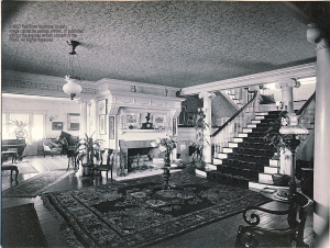 The foyer or receiving room of Spencer Borden’s home on Interlachen. Courtesy of the Fall River Historical Society.