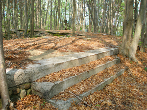 The steps to the front entrance of Spencer Borden’s Shang-ri-la.