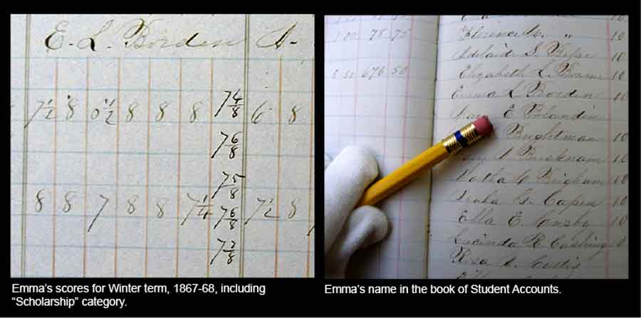 Emma's grades and attendance at Wheaton.