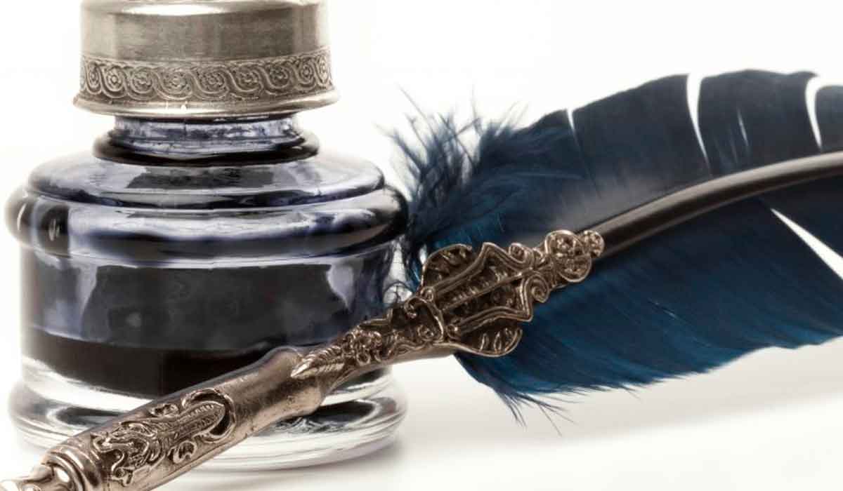Inkwell and quill.