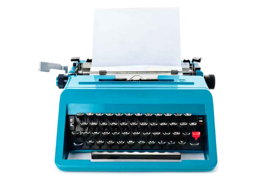 Blue typewriter.