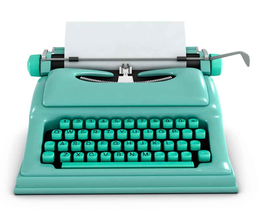 Green typewriter.
