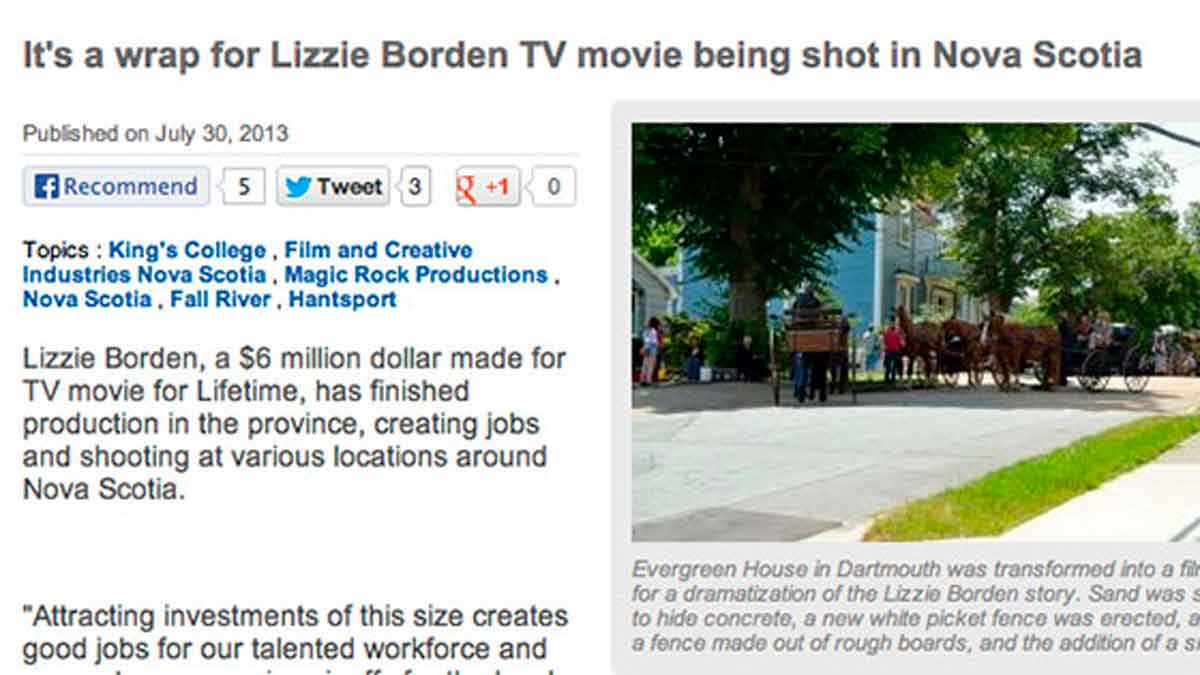 Lifetime movie about Lizzie Borden wraps.
