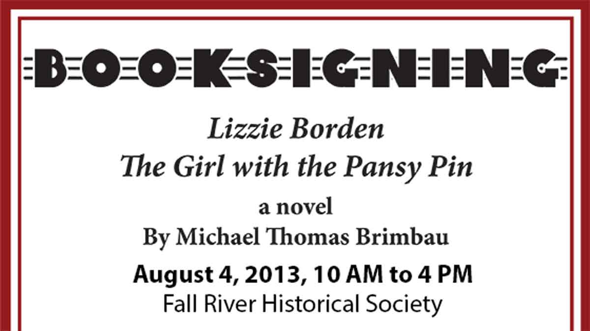 Booksigning announcement for Girl with the Pansy Pin.