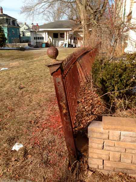 Lizzie's wrought iron fence at Maplecroft, February 2014.