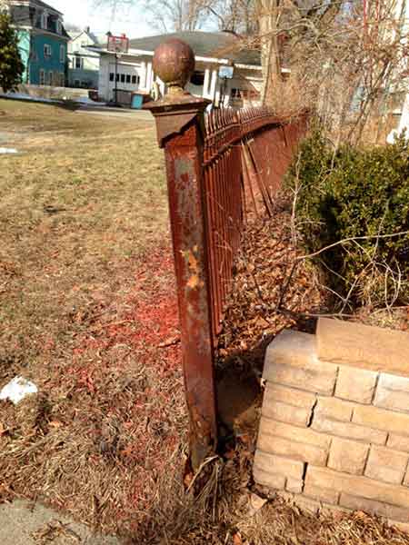 Lizzie's wrought iron fence at Maplecroft, February 2014.
