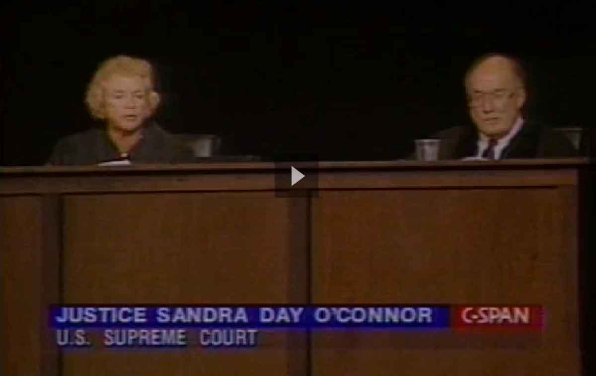 Mock trial with Sandra Day O'Connor and William Rehnquist.
