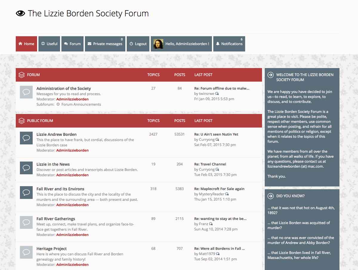 Lizzie Borden Society Forum.
